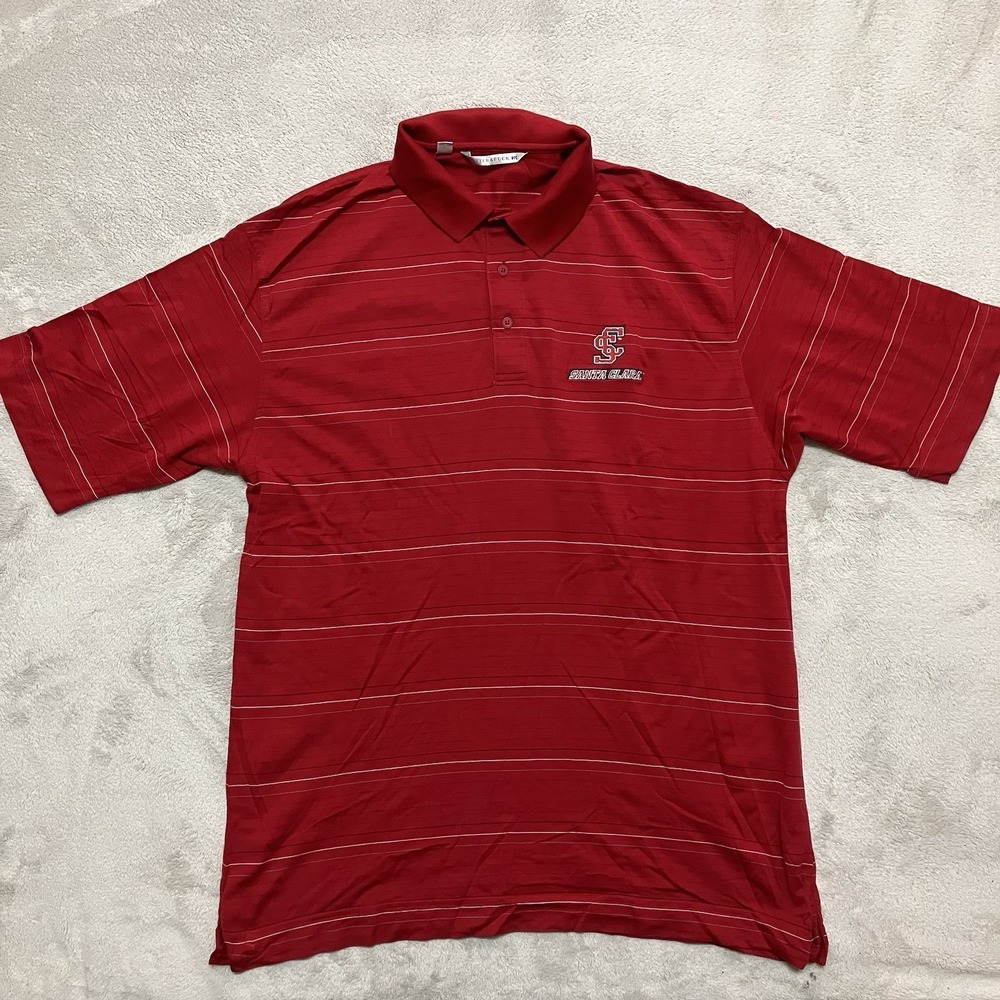 Santa‎ Clara Broncos Shirt Mens XL Red Stripe Golf Polo University Pima Cotton